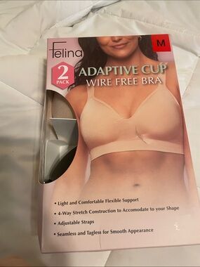 Felina Adaptive Cup Wire Free Bra - Nude/Beige (2 Pack)